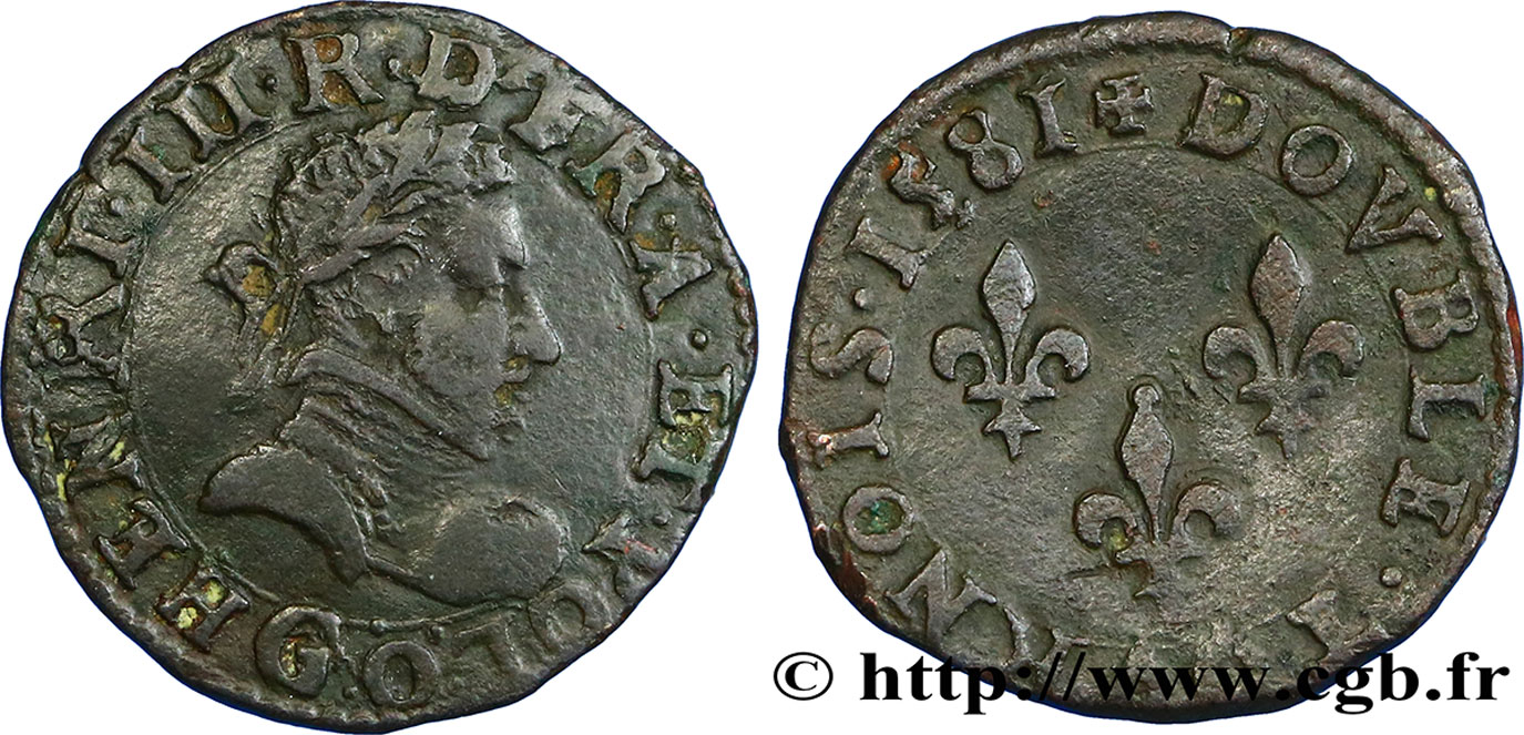 HENRY III Double tournois 1581 Poitiers SS