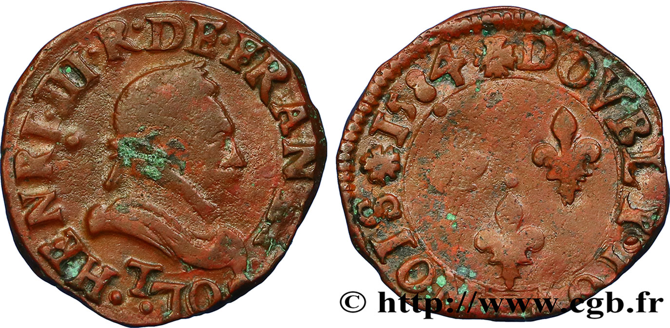 HENRI III Double tournois 1584 Nantes TB+