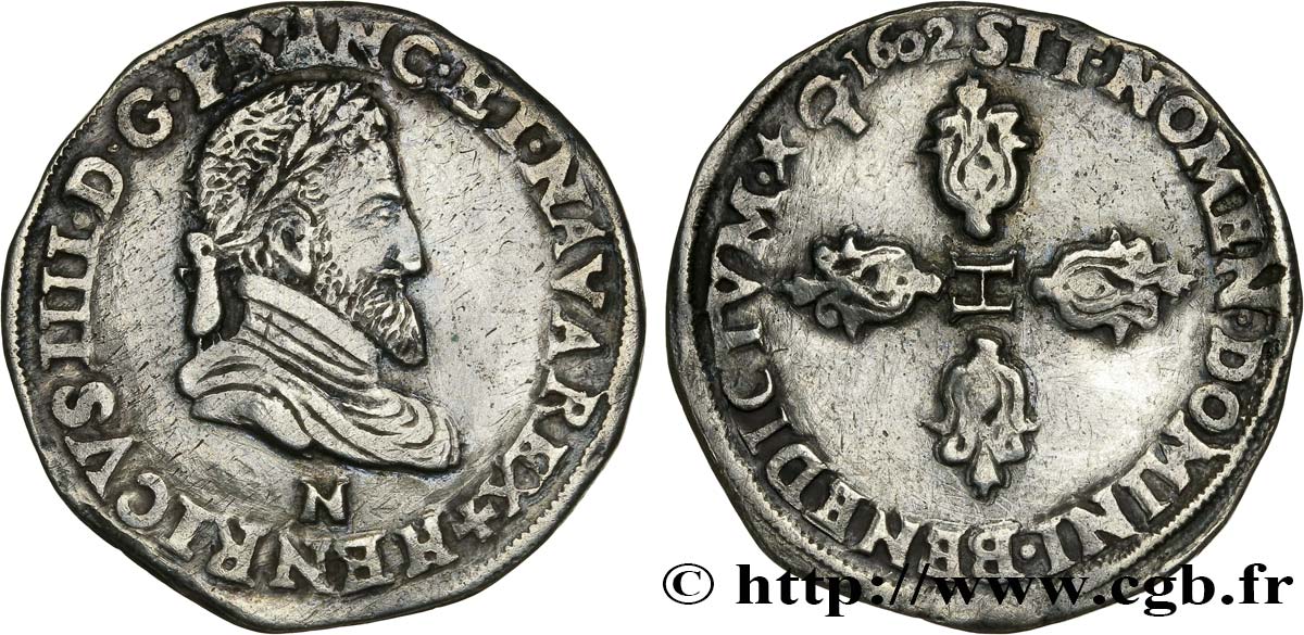 HENRI IV LE GRAND Demi-franc, type de Montpellier 1602 Montpellier TTB