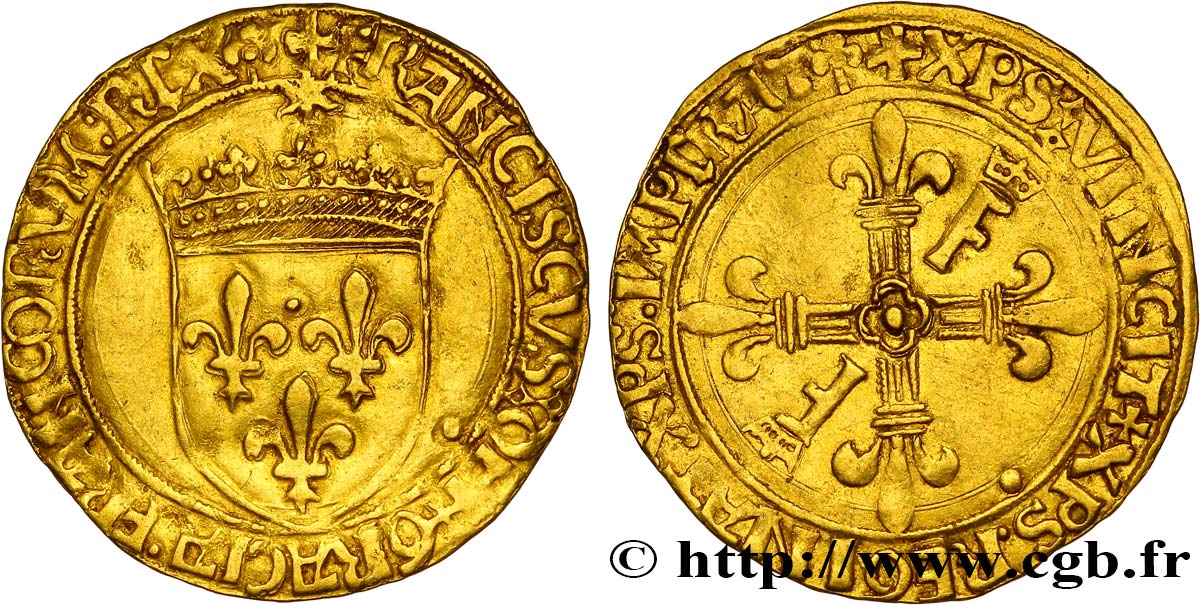 FRANCIS I Écu d or au soleil, 2e type 23/01/1515 Lyon AU