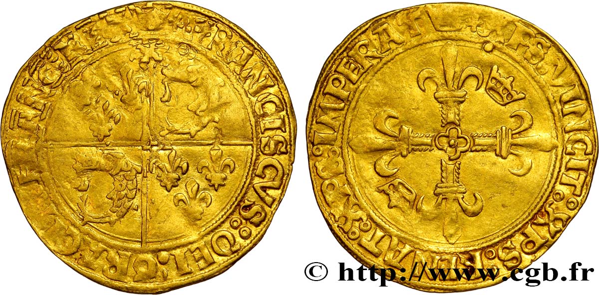 FRANCOIS I Écu d or au soleil du Dauphiné, 4e type 21/07/1519 Crémieu q.BB/BB