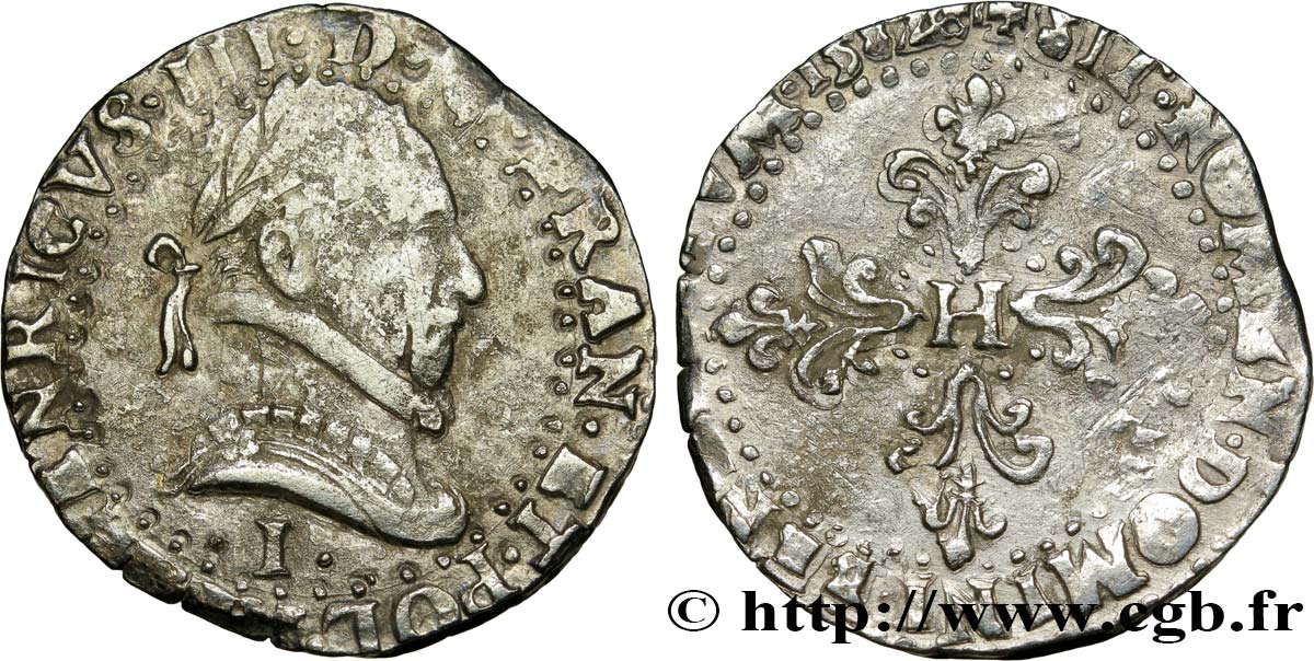 HENRY III Demi-franc au col plat 1582 Limoges VF