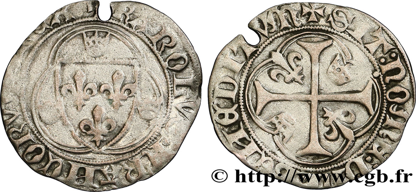 CHARLES VII LE VICTORIEUX Blanc à la couronne n.d. Montpellier TB+