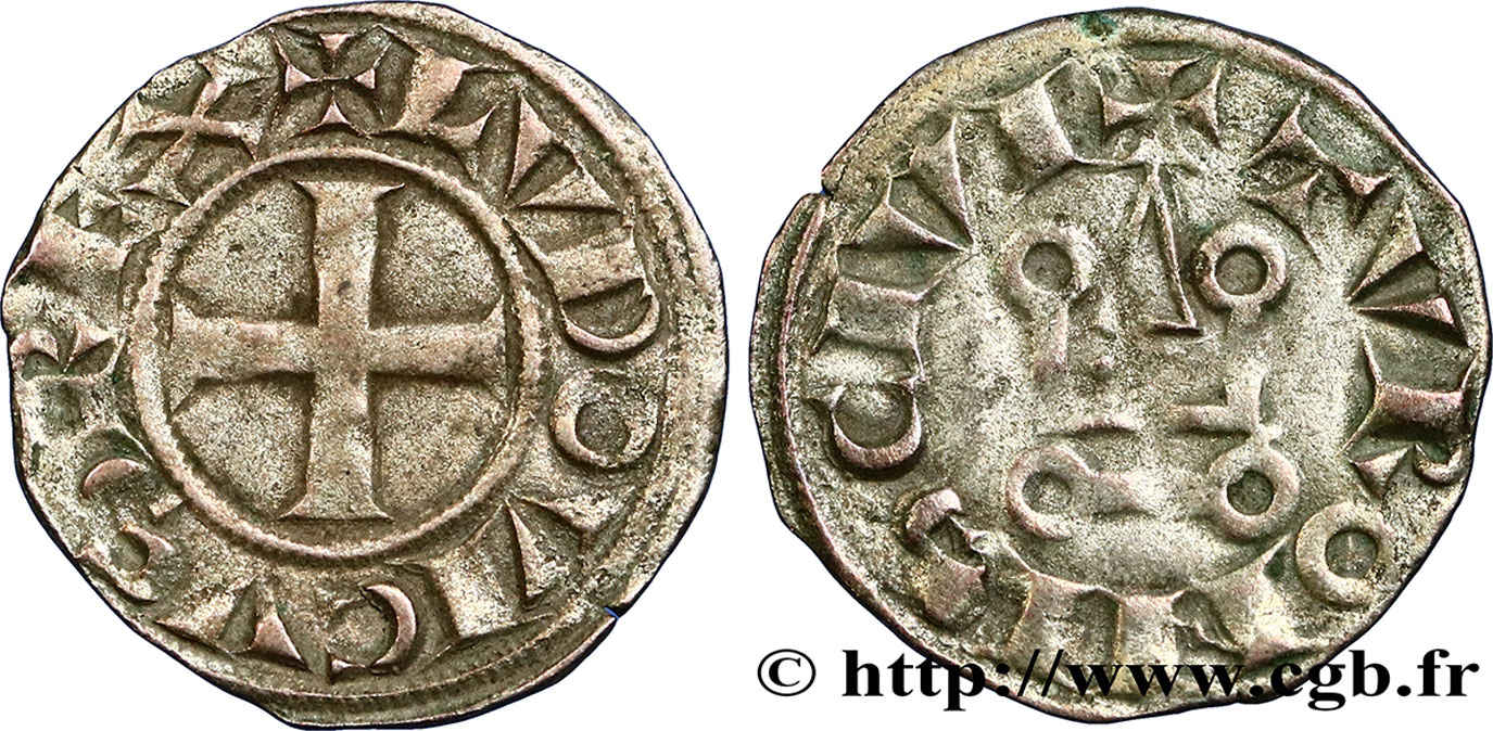 LUIS VIII  THE LION  Y LUIS IX  SAINT LOUIS  Denier tournois n.d. s.l. BC+/MBC