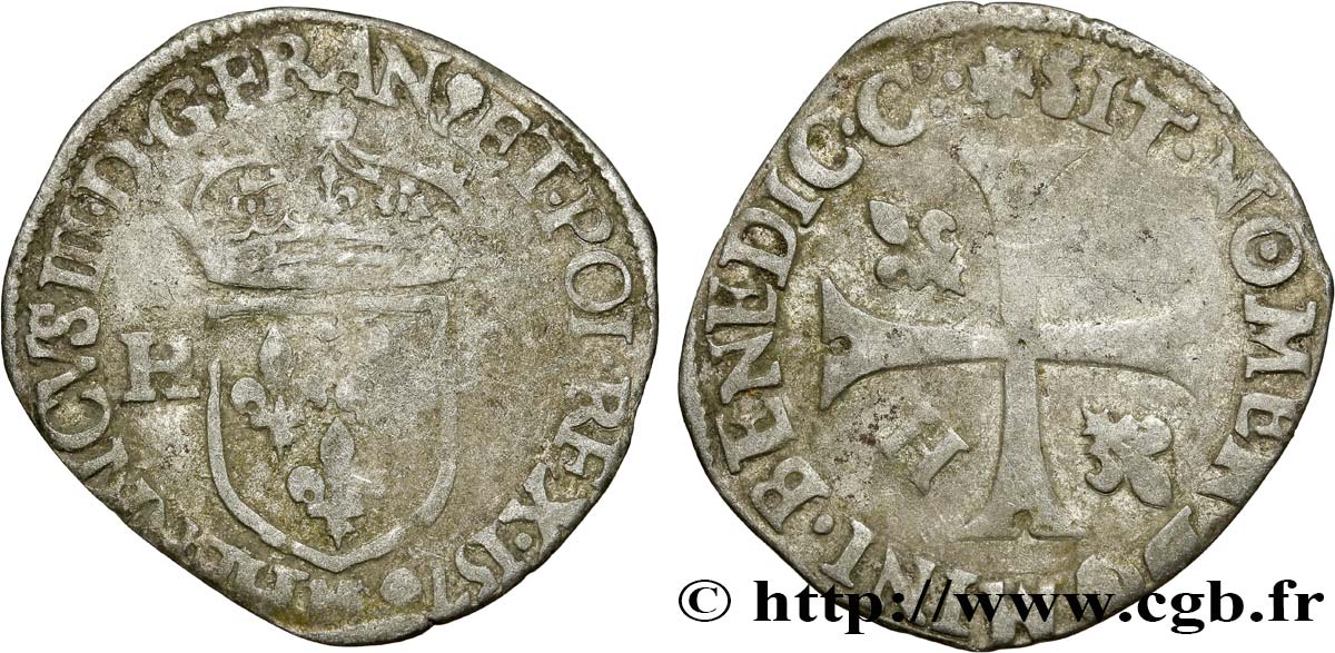 HENRY III Douzain aux deux H, 2e type 1576 Toulouse VF