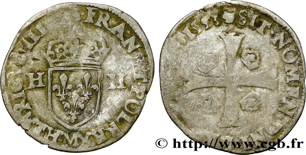 LIGUE. COINAGE AT THE NAME OF HENRY III Douzain aux deux H, 1er type 1593 Toulouse VF