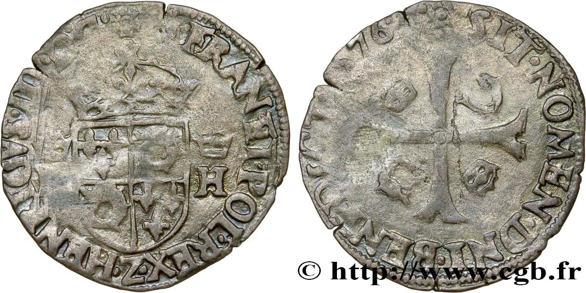 HENRY III Douzain du Dauphiné aux deux H couronnées 1576 Grenoble VF