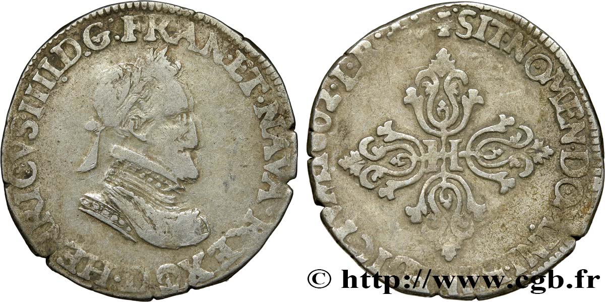 HENRY IV Demi-franc, type de Lyon 1602 Lyon VF