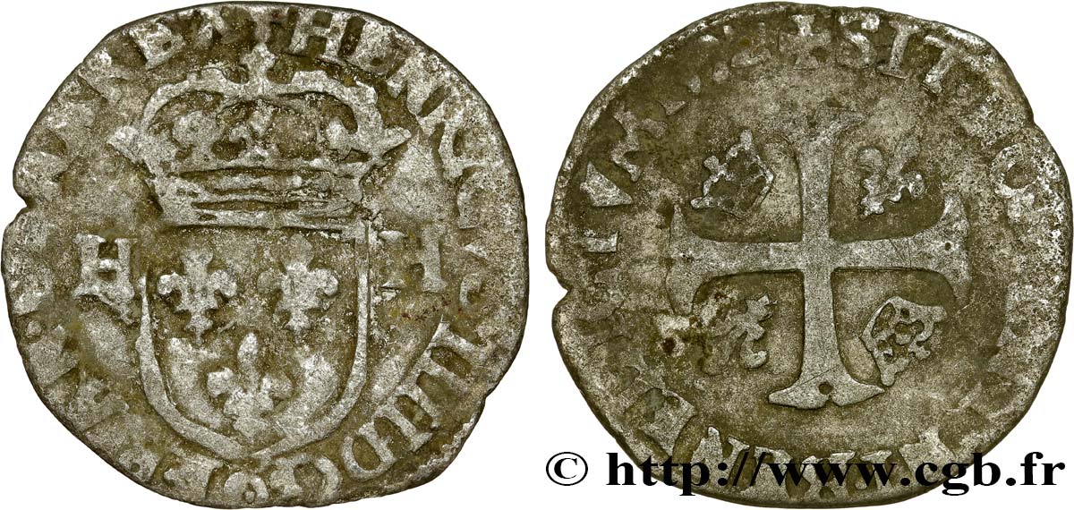 HENRY IV Douzain aux deux H, 2e type 1592 Maringues VF