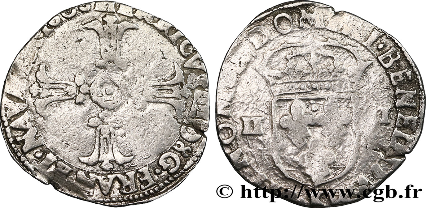 HENRI IV LE GRAND Quart d écu, croix feuillue de face 1603 Bordeaux TB
