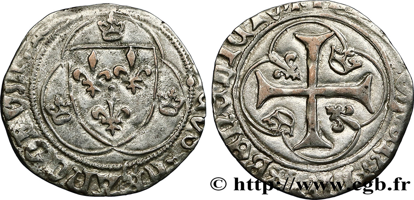 LOUIS XI LE PRUDENT Blanc à la couronne n.d. Tours TB+
