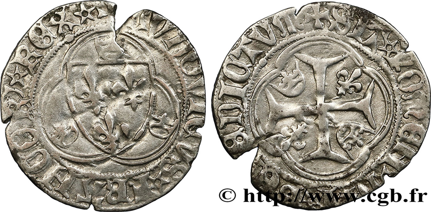 LOUIS XI LE PRUDENT Blanc à la couronne n.d. Saint-Lô TB+