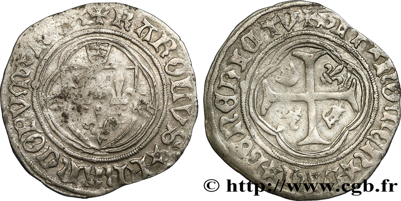 CHARLES VII LE VICTORIEUX Blanc à la couronne n.d. Tournai TB+