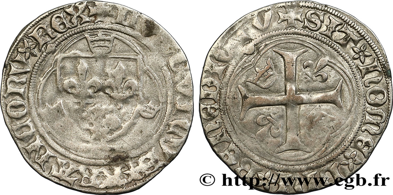 LOUIS XI LE PRUDENT Blanc à la couronne n.d. Paris TB