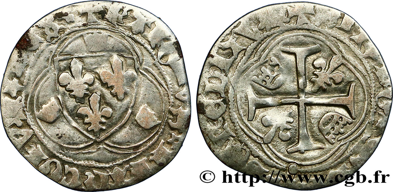 CHARLES VIII Blanc à la couronne n.d. Limoges TB