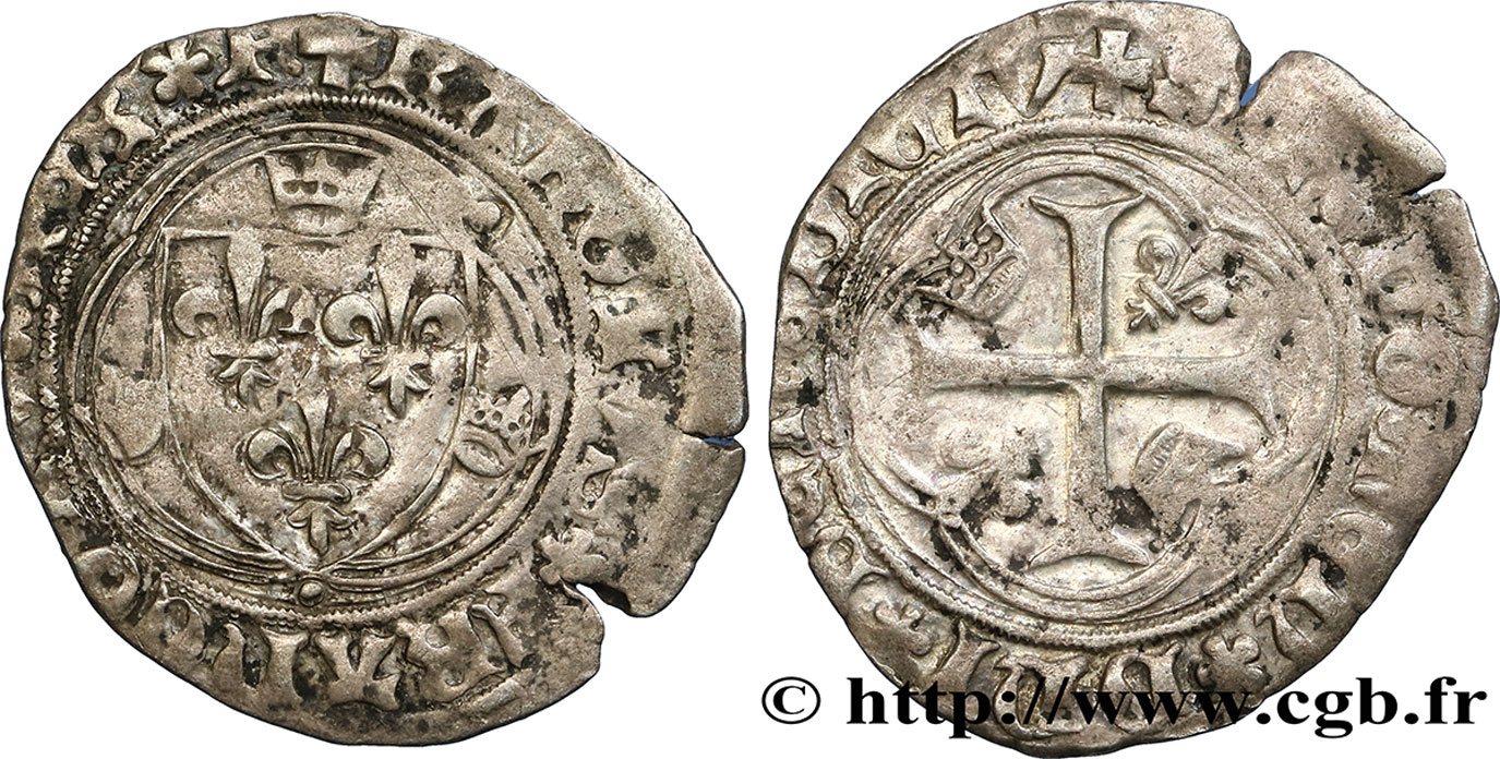 CHARLES VIII Blanc à la couronne n.d. Montélimar TB+