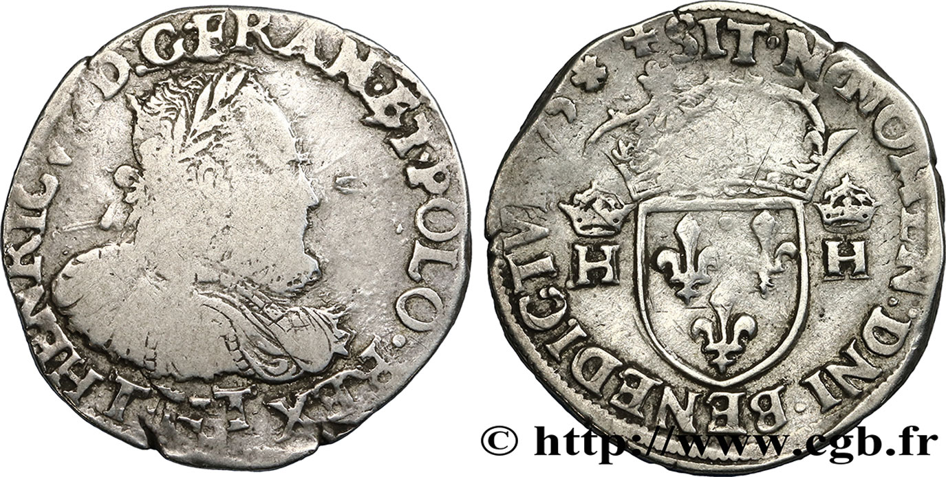 HENRI III Teston, 3e type 1575 Nantes TB