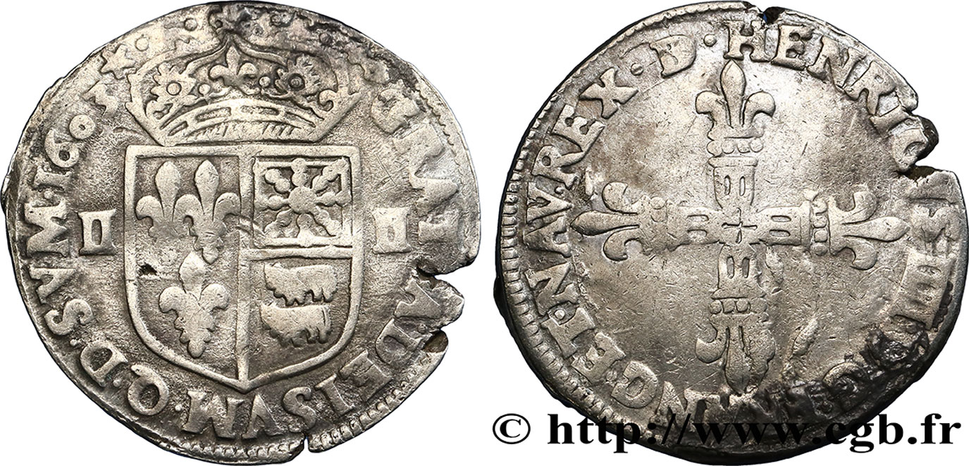 HENRI IV LE GRAND Quart d écu de Béarn 1603 Morlaàs TB+
