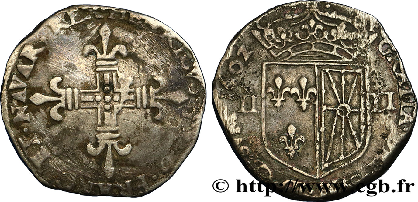 HENRI IV LE GRAND Quart d écu de Navarre 1602 Saint-Palais TB