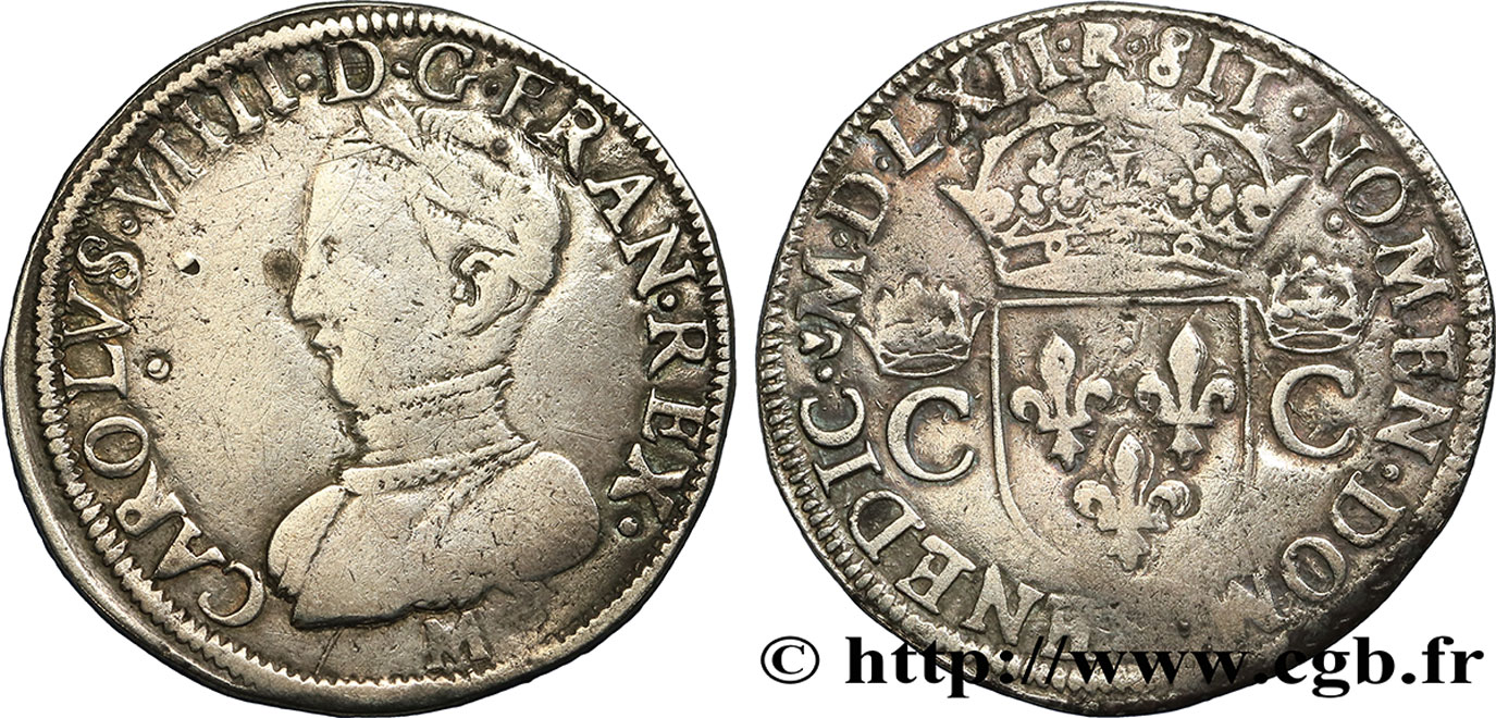 CHARLES IX Teston, 2e type 1562 Toulouse TTB