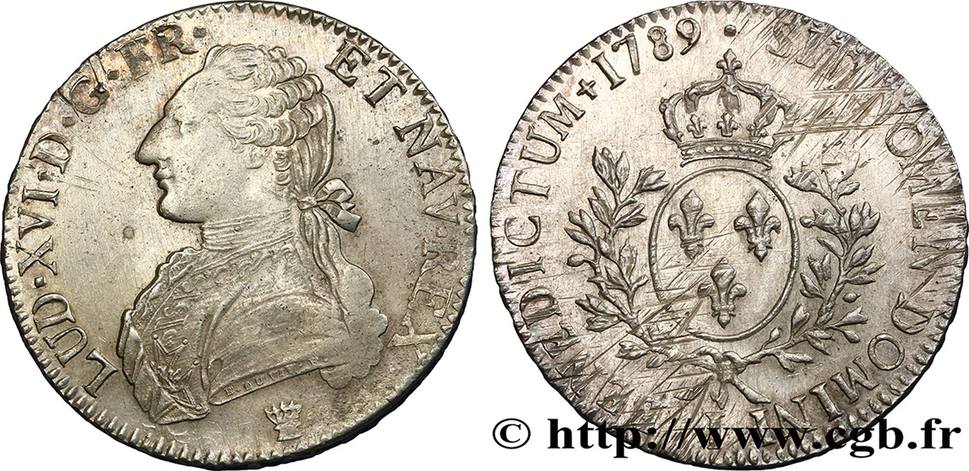 LOUIS XVI Écu aux branches d olivier 1789 Limoges TTB