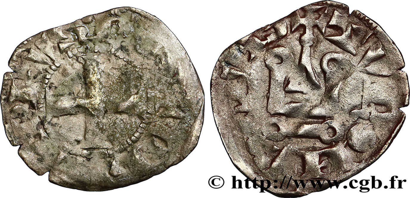 PHILIPPE VI DE VALOIS Denier tournois n.d.  TB/TB+