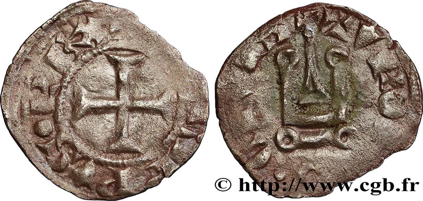 PHILIPPE VI DE VALOIS Denier tournois n.d.  TTB