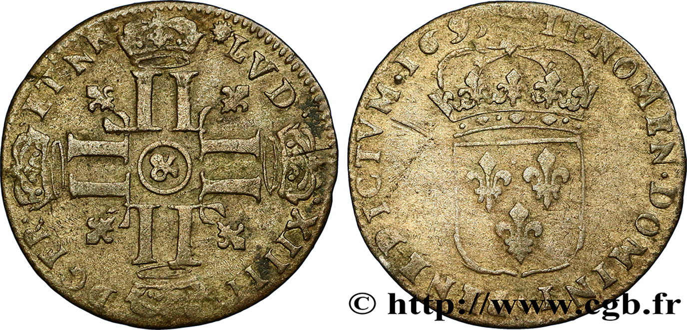 LOUIS XIV LE GRAND OU LE ROI SOLEIL Quinzain aux huit L 1695 Aix-en-Provence TB+