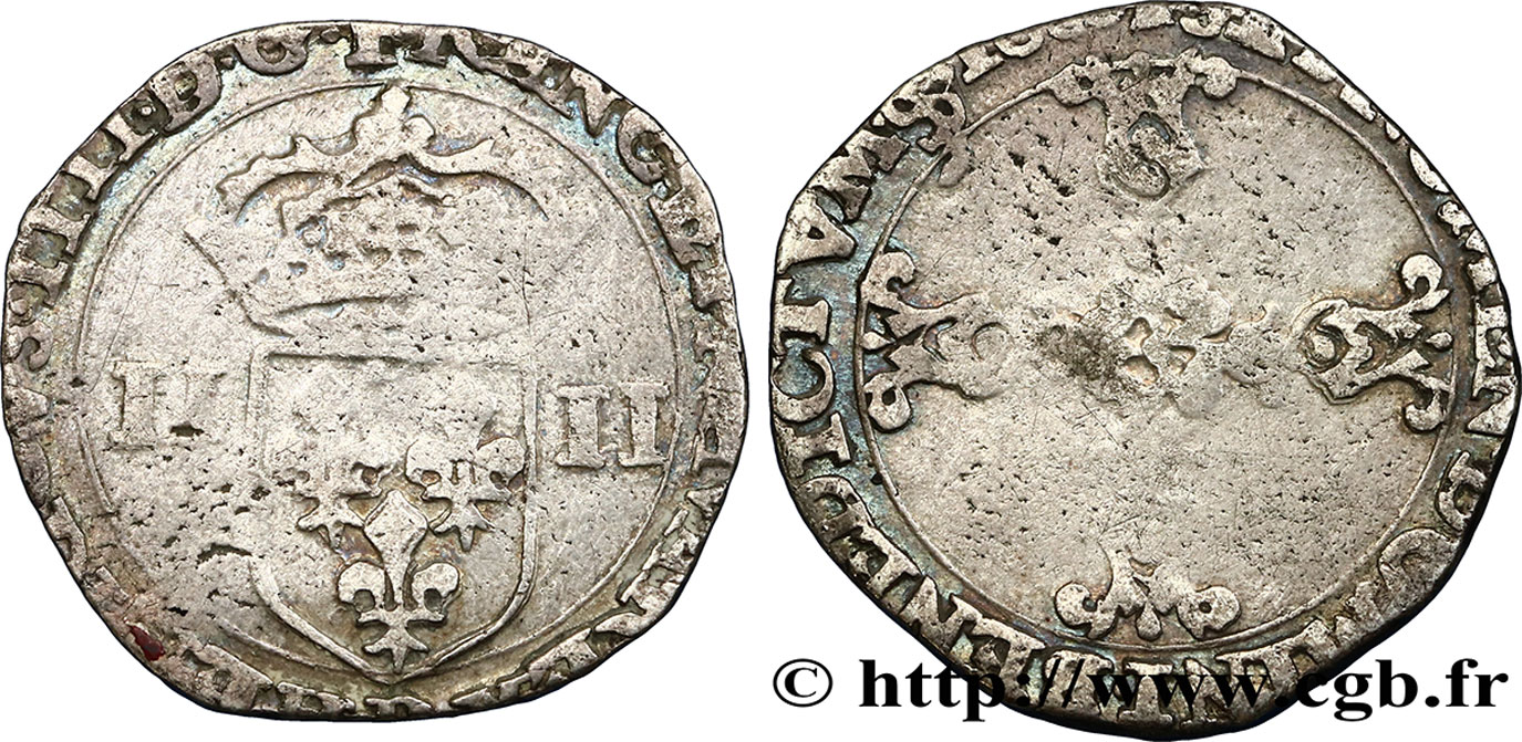 HENRY IV Quart d écu, écu de face, 2e type n.d. Saint-André de Villeneuve-lès-Avignon BC
