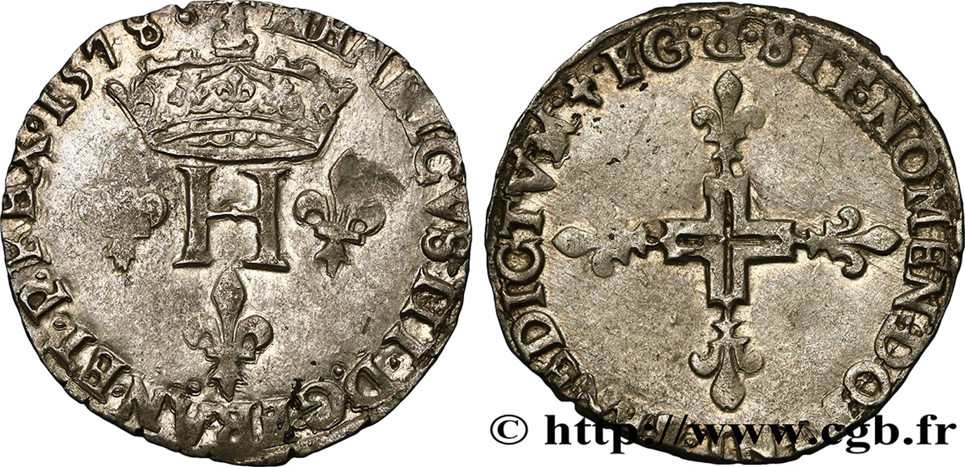 HENRI III Double sol parisis, 2e type 1578 Dijon TTB+