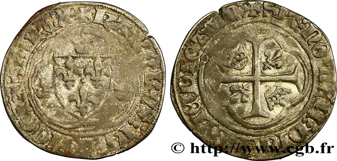 CHARLES VII LE VICTORIEUX Blanc à la couronne n.d. Paris TB