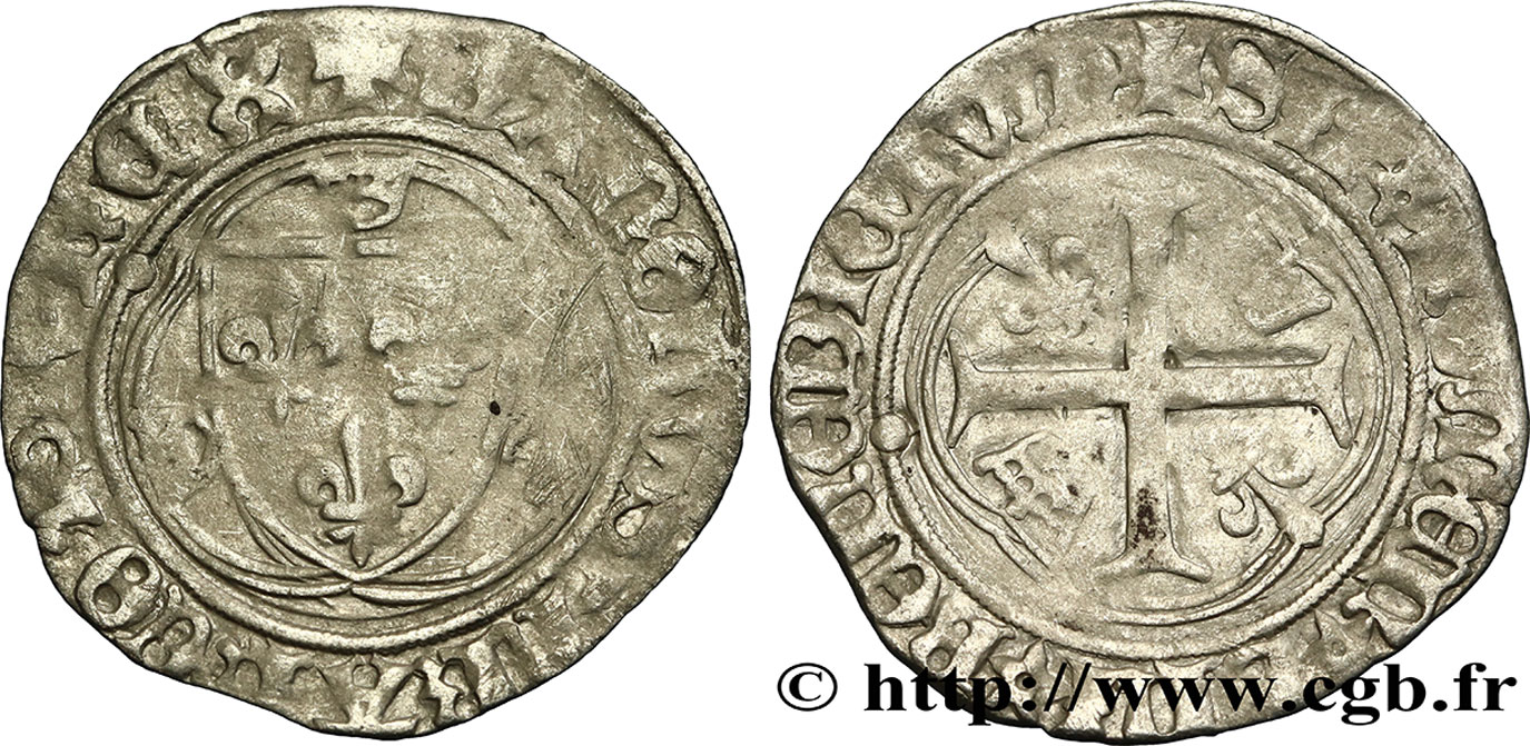 CHARLES VIII Blanc à la couronne n.d. Rouen TB+