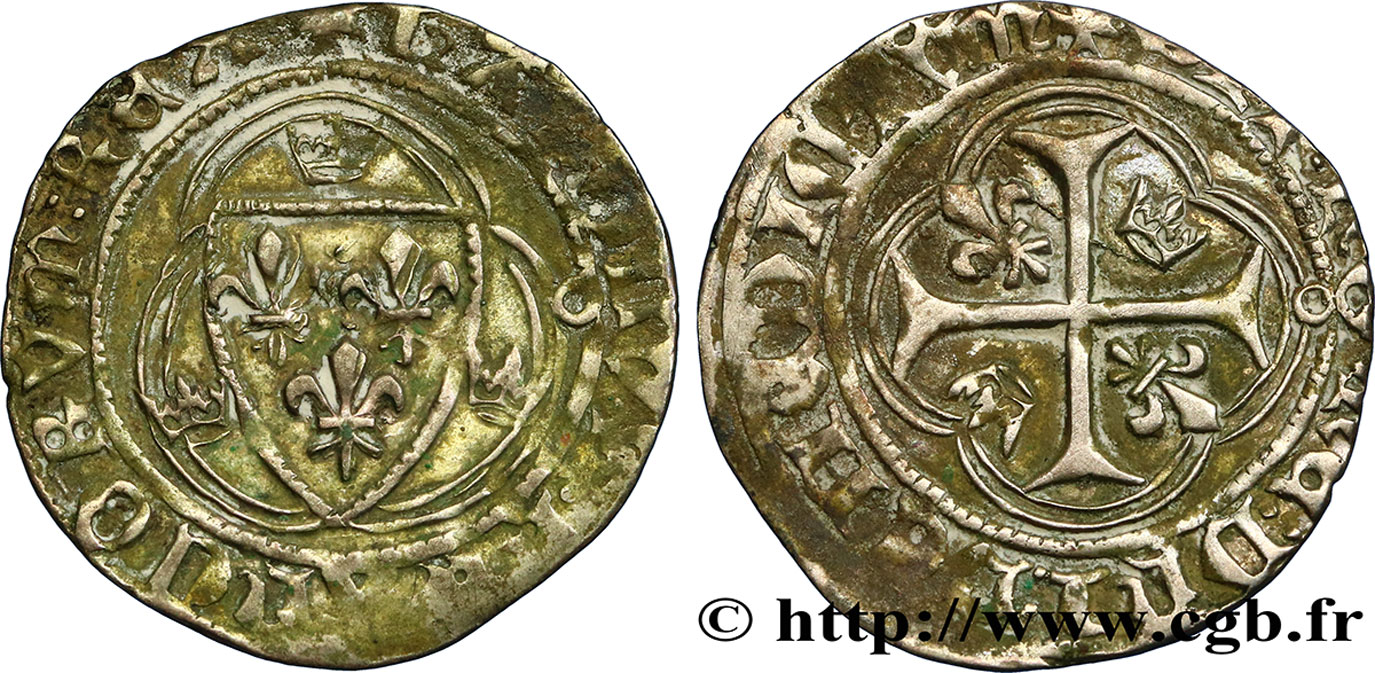 CHARLES VII LE VICTORIEUX Blanc à la couronne n.d. Toulouse TB+