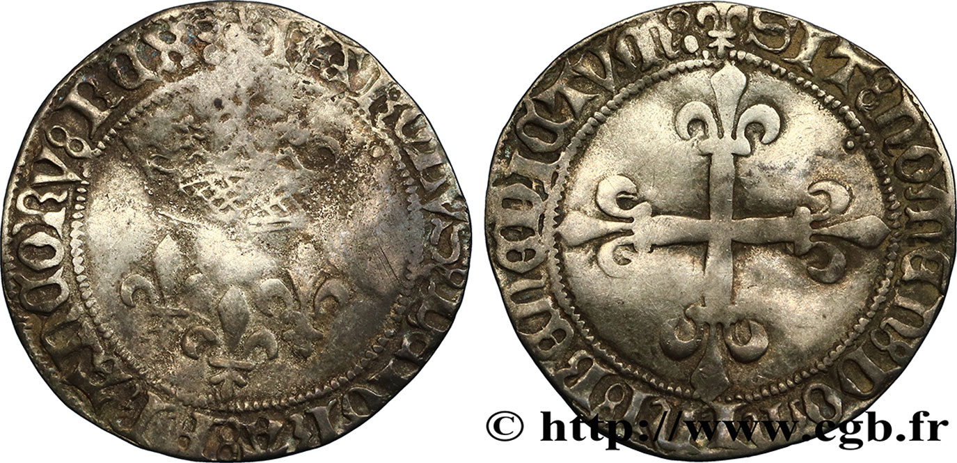 CHARLES VII LE VICTORIEUX Gros de roi dit de  Jacques Cœur  25/05/1447 Montpellier TB+