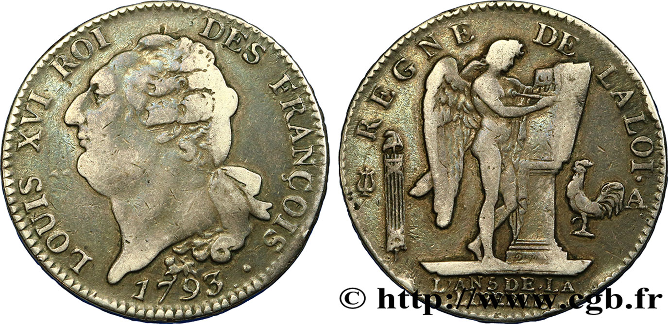 LA CONVENTION Écu dit  au génie , légende FRANÇOIS 1793 Paris TB+