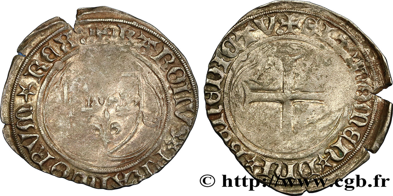 CHARLES VIII Blanc à la couronne n.d. Paris TB