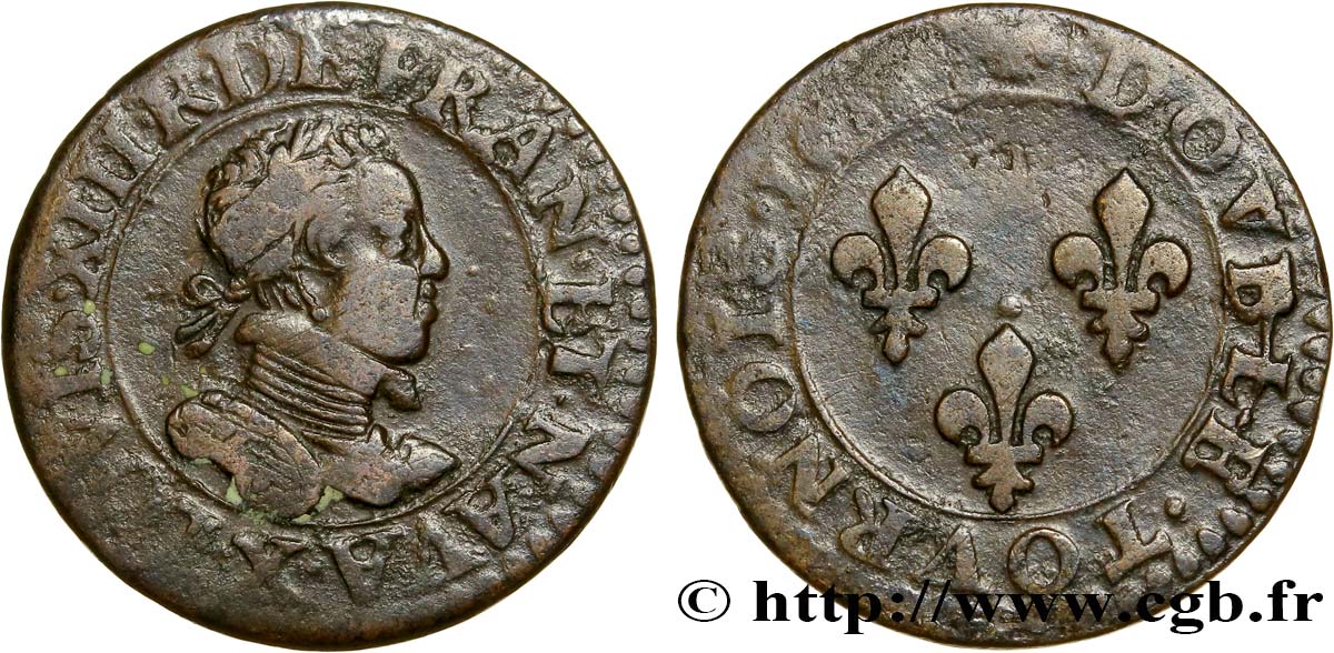 LOUIS XIII LE JUSTE Double tournois, type 2 161[5 ou 6] Amiens TB+