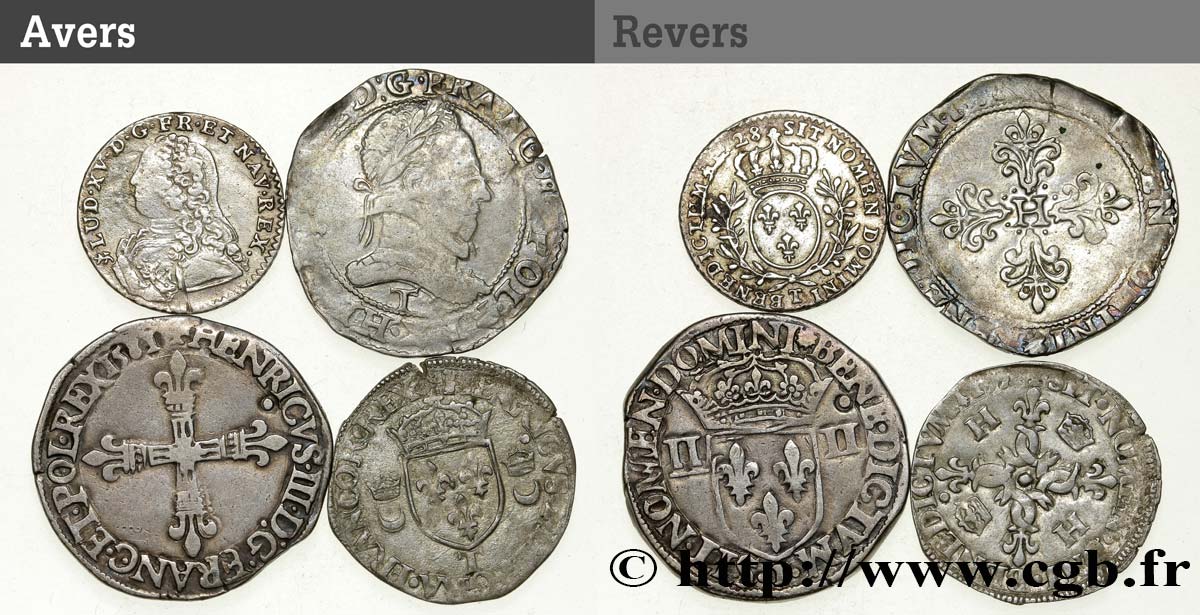 LOTS Lot de 4 monnaies royales en argent n.d. s.l. VF