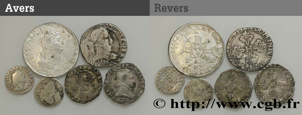 LOTS Lot de 6 monnaies royales en argent n.d. s.l. S