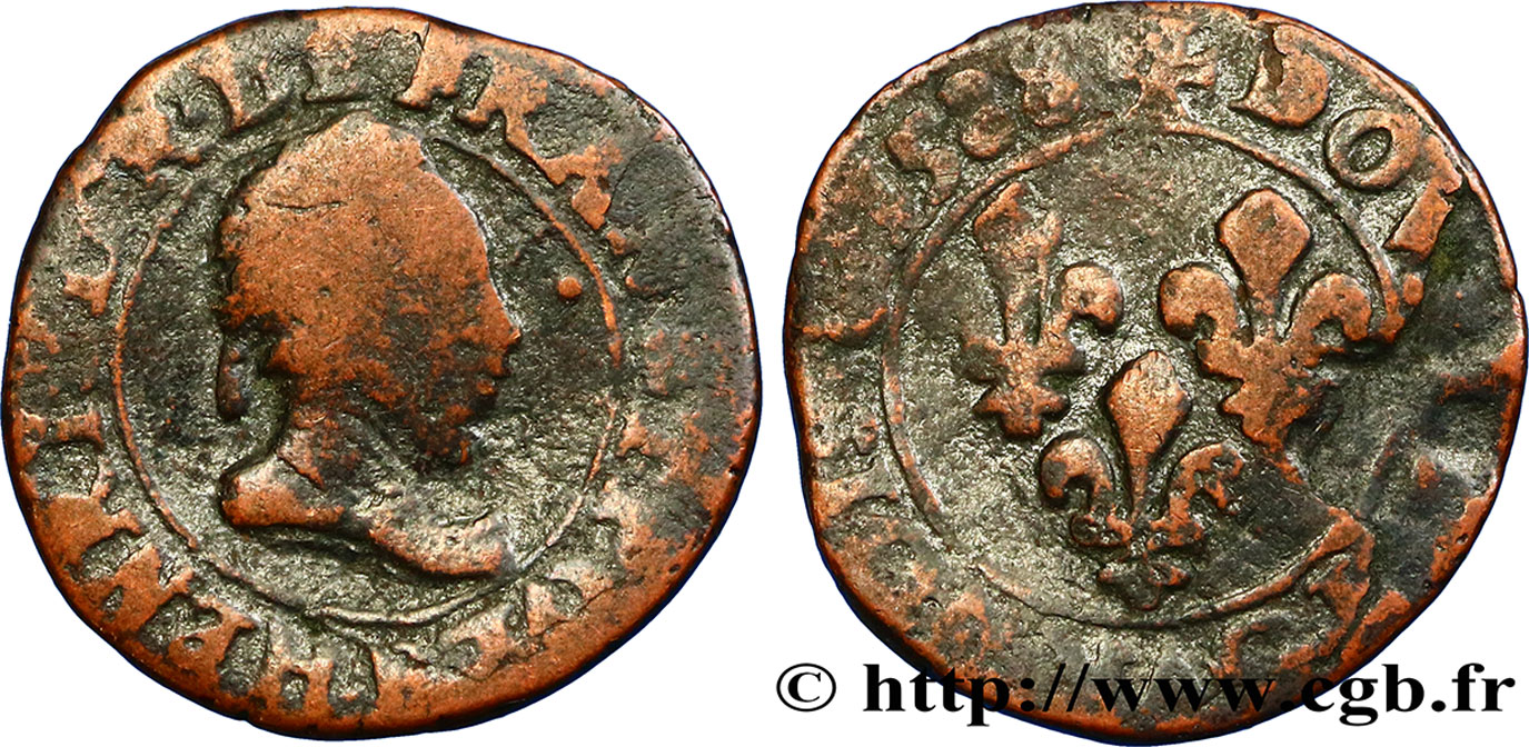 HENRI III Double tournois 1588 Rouen B+