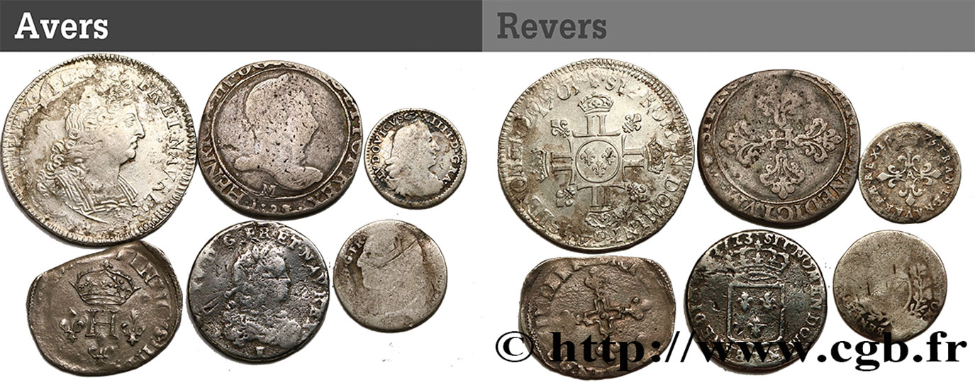 LOTES Lot de 6 monnaies royales en argent n.d. s.l. BC
