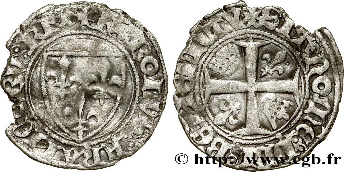 CHARLES VI  THE MAD  OR  THE WELL-BELOVED  Blanc dit  guénar  n.d. Poitiers BC/BC+