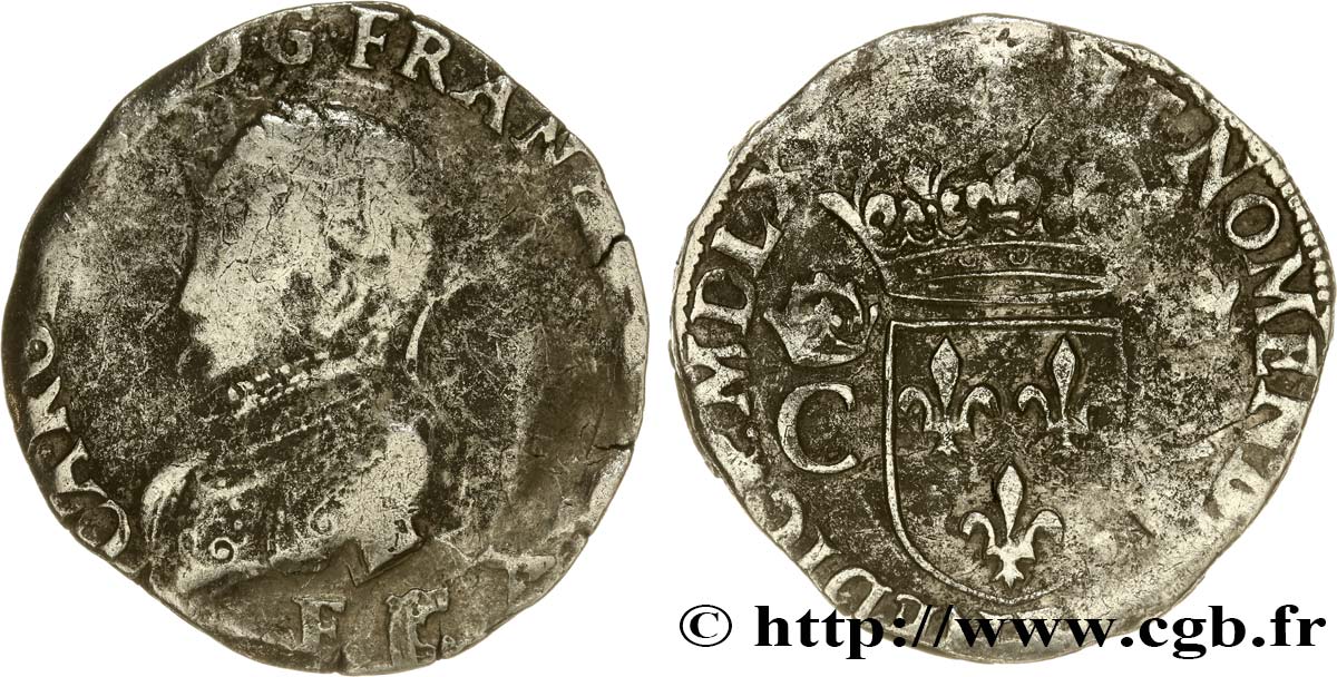 CHARLES IX Teston, 2e type n.d. Angers VF