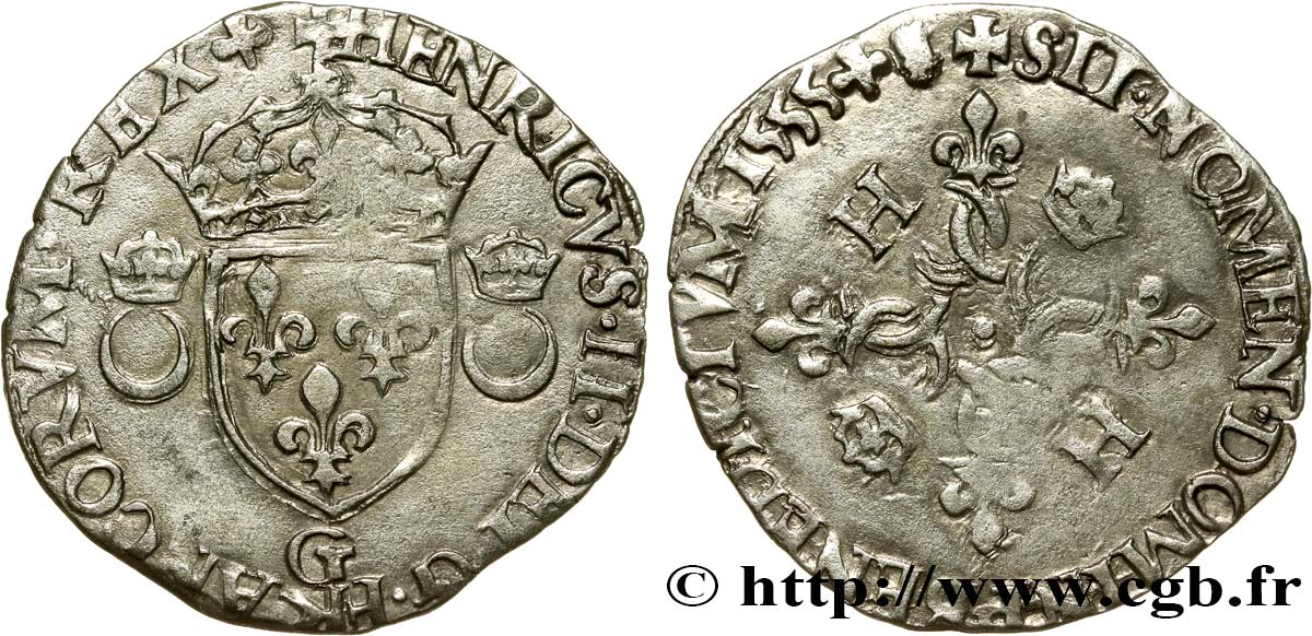 HENRY II Douzain aux croissants 1555 Poitiers XF