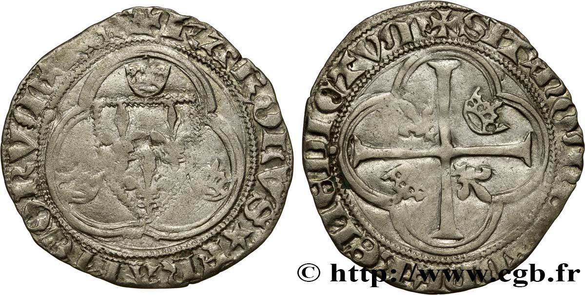 CHARLES VII LE VICTORIEUX Blanc à la couronne n.d. Tournai TB+