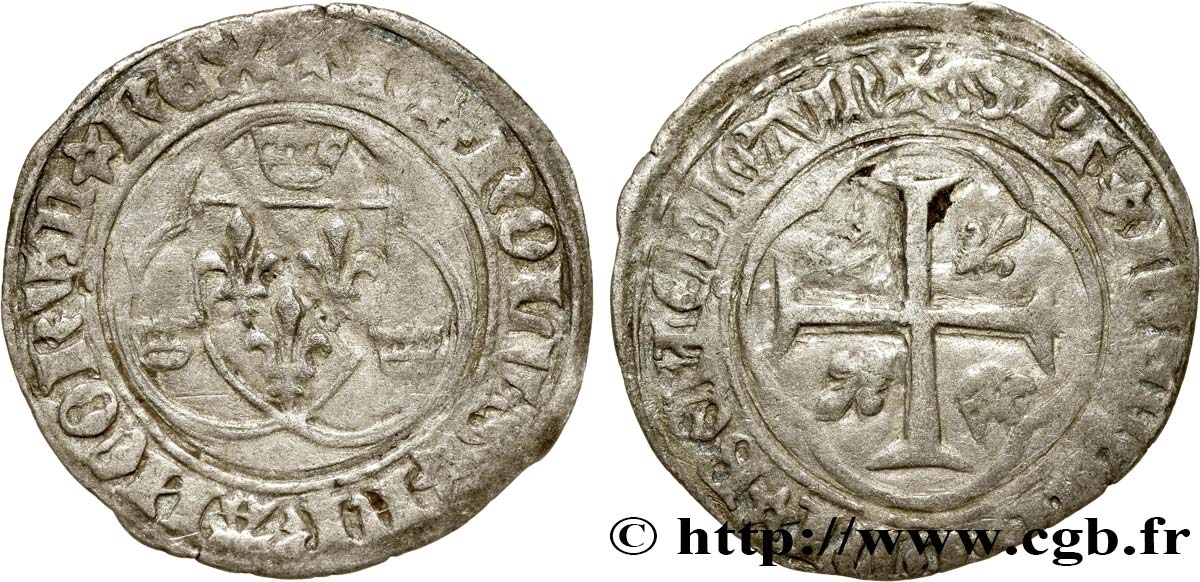 CHARLES VIII Blanc à la couronne n.d. Rouen VF