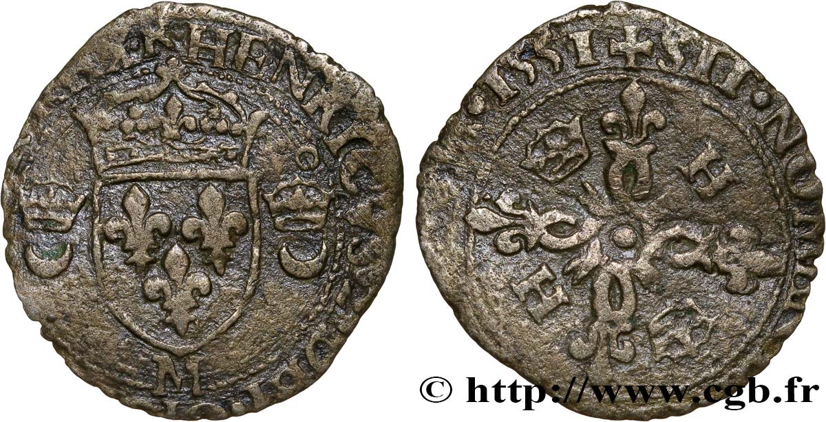 HENRI II Douzain aux croissants 1551 Toulouse TB