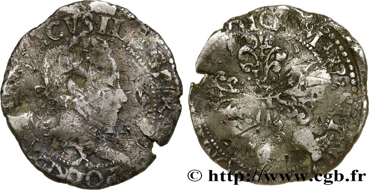 HENRI III Demi-franc au col plat 1587 Amiens B