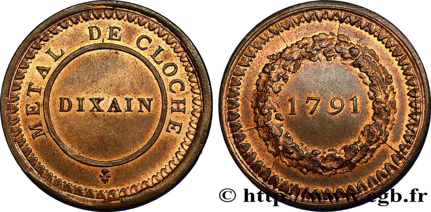 CONFIANCE (MONNAIES DE...) Dixain de Rochon 1791 Lyon TTB+