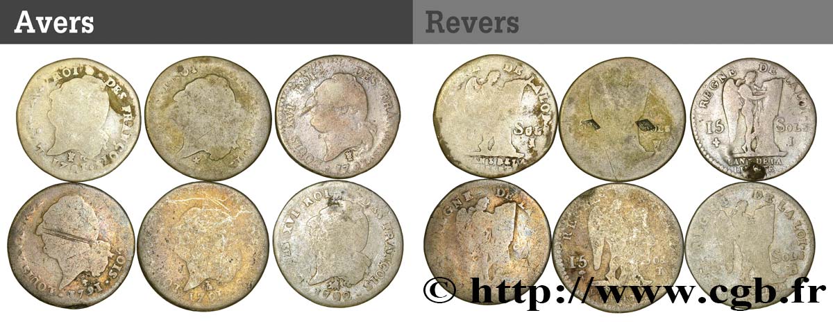 LOTS Lot de 6 monnaies royales en argent n.d. s.l. TB